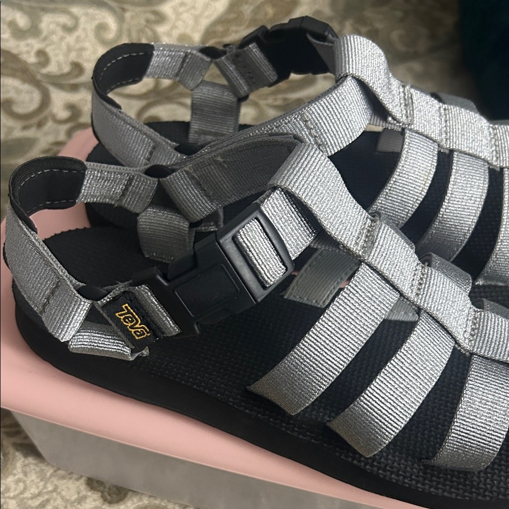 Teva Metallic Gray Strappy Sandals